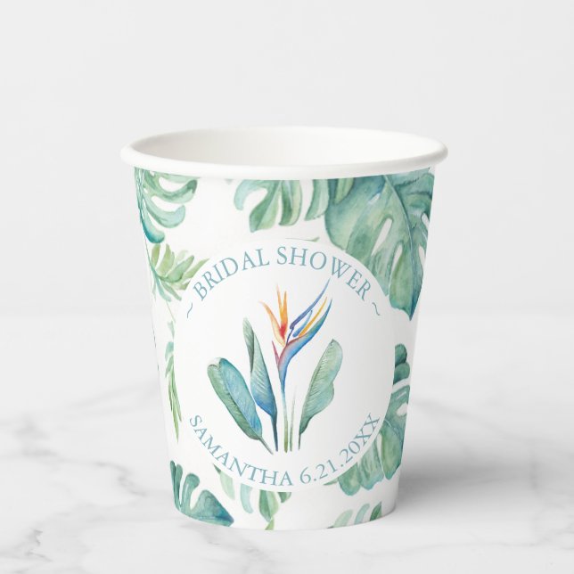 Brautparty Paper Cups Tropische Blume Pappbecher (Vorderseite)