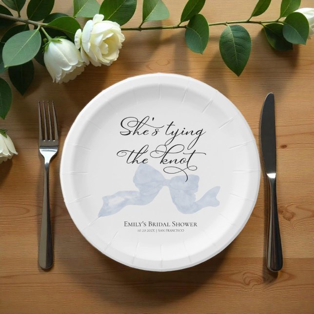 Brautparty Papier-Teller | Blue Bow Pappteller (Von Creator hochgeladen)