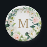 Brautparty-Papiertafel für Rost-Flor-Monogramm Pappteller<br><div class="desc">Diese Teller sind perfekt für jede Veranstaltung!</div>