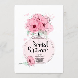 Brautparty Parfüm Flasche mit Blume Einladung