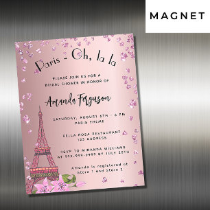 Brautparty Paris Eiffel Turm rosa Luxus Magneteinladung