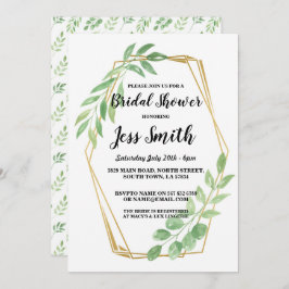 Brautparty Party Gold Frame Blätter laden ein Einladung