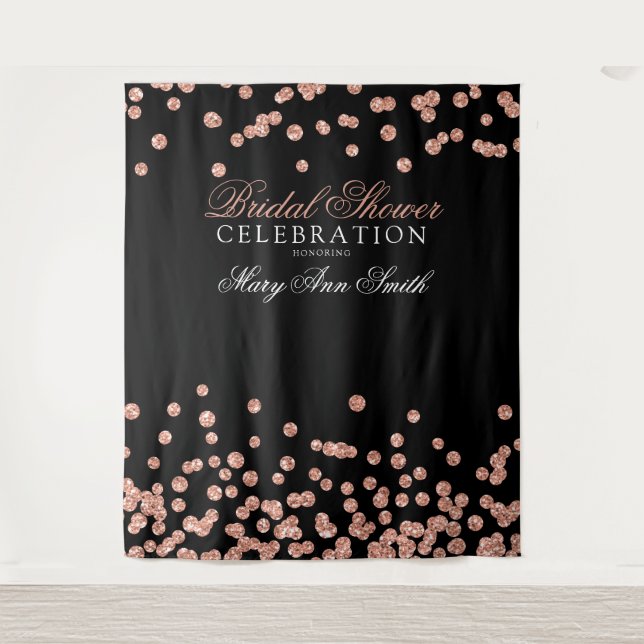 Brautparty Party Rose Gold Confetti Hintergrund Wandteppich (Vorderseite)