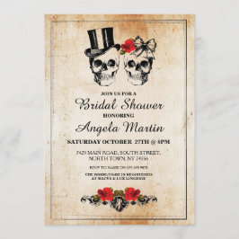 Brautparty-Party-Rosen-Schädel Halloween laden ein Einladung