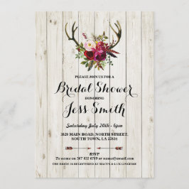 Brautparty Party Rustic Antler Floral Einladung