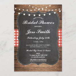 Brautparty Party Rustic Burlap Red Wood laden ein Einladung