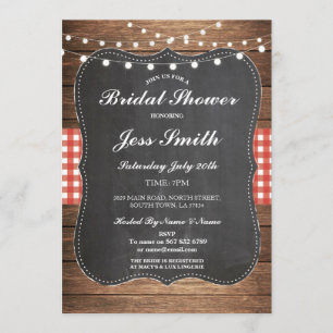 Brautparty Party Rustic Burlap Red Wood laden ein Einladung