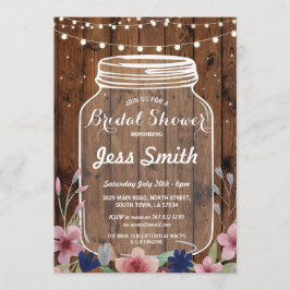 Brautparty Party Rustic Jar Wood Floral Einladung
