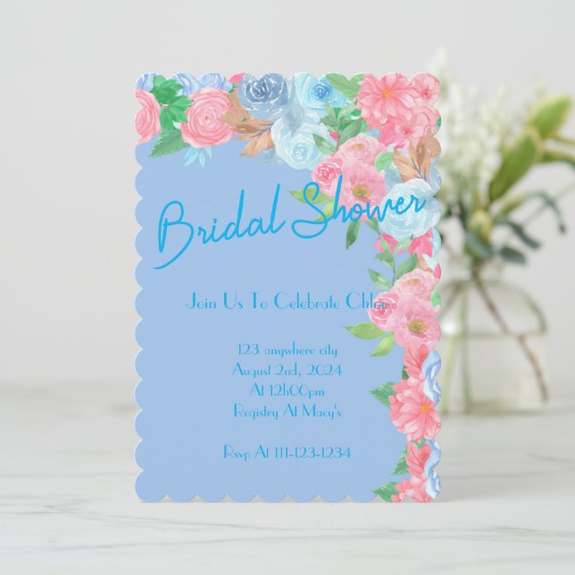BRAUTPARTY PASTEL FLORAL INVITATION SAVE THE DATE (Stehend Vorderseite)