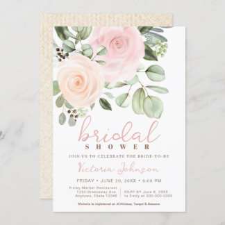 Brautparty Peach & Pink Pastel Rose Einladung