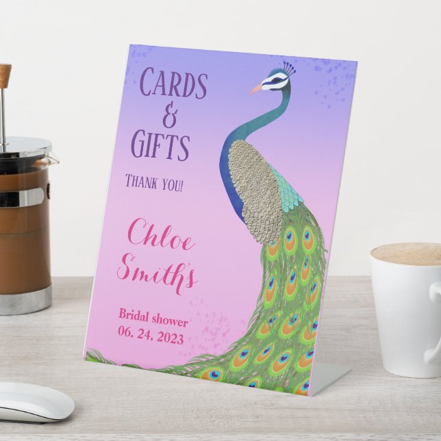 Brautparty Peacock Inspiriert Pink Blue Sockelschild (In SItu)