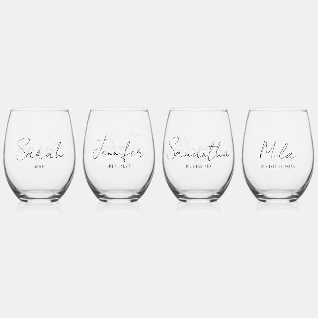 Brautparty Personalisiert Weinglas Ohne Stiel (Vorderseite)