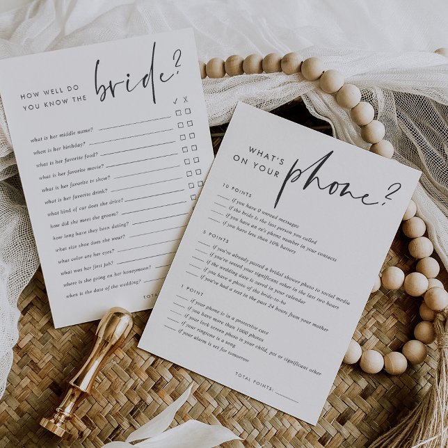 Brautparty Phone Game & Know the Bridge Card Einladung (Von Creator hochgeladen)