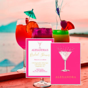 Brautparty Pink Cocktail Gold Einfache Einladung