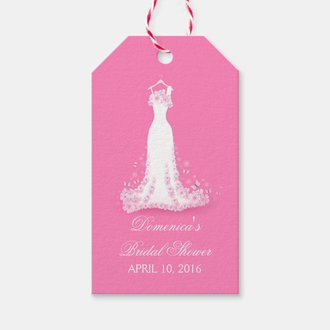 Brautparty Pink - Fuschia Wedding Gown Geschenkanhänger (Vorderseite)
