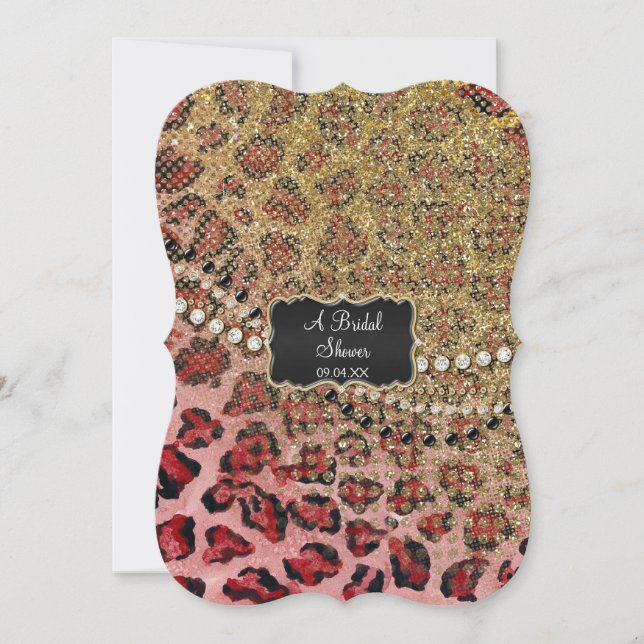 Brautparty Pink Gold Leopard Tierwerbung Einladung (Vorderseite)
