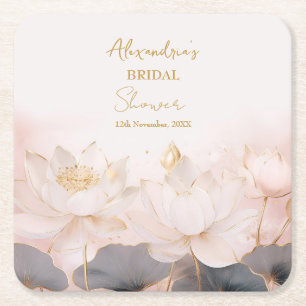 Brautparty Pink Lotus Nr. 4 personalisieren Rechteckiger Pappuntersetzer