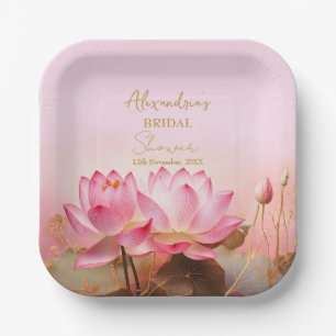 Brautparty Pink Lotus personalisieren Pappteller