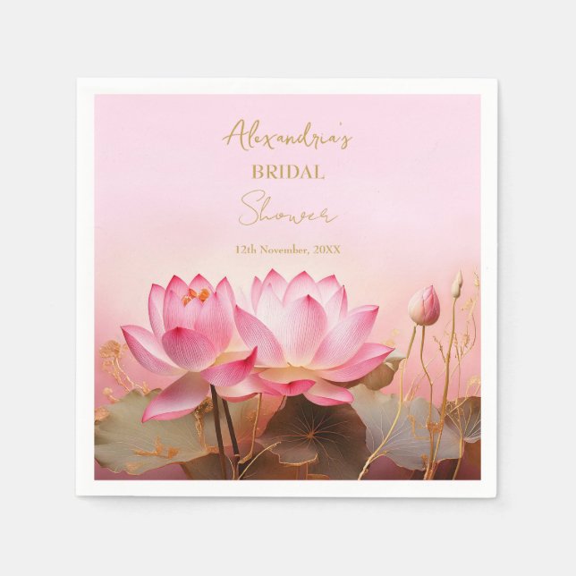Brautparty Pink Lotus personalisieren Serviette (Vorderseite)