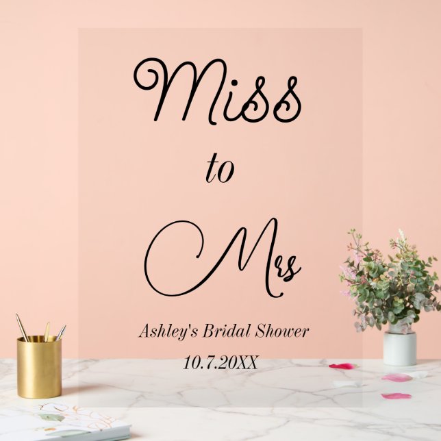 Brautparty Pink Miss an Mrs. Sign Foam Boards Acrylschild (Hochzeit)