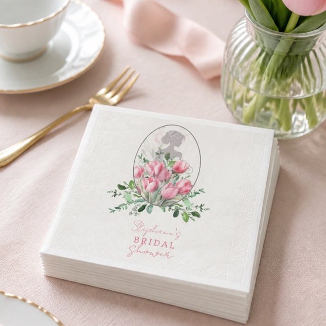 Brautparty Pink Tulip Paper Serviette (Von Creator hochgeladen)