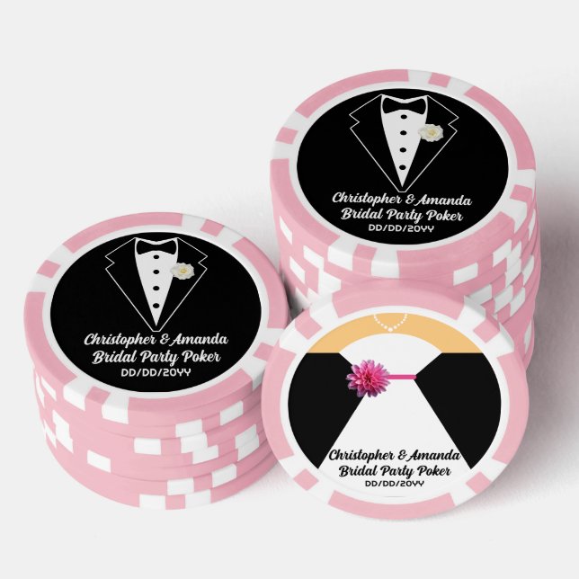 Brautparty Poker Black Tuxedo & Wedding Dress Pokerchips (Stapel)