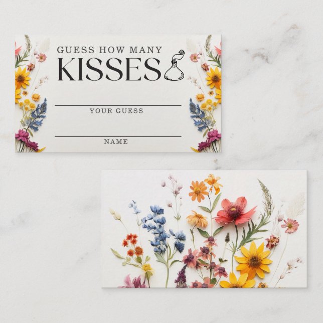 Brautparty Pressed Blume Wie viele Kisses Card Begleitkarte (Vorne/Hinten)