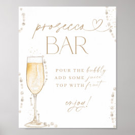 Brautparty Prosecco Bar, Perlen und Prosecco Poster