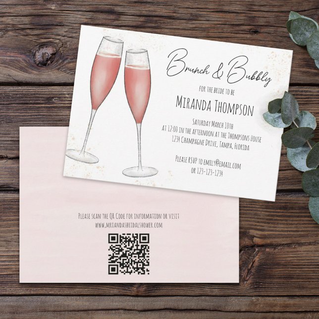 Brautparty QR-Code für rosa Stangen und Bubbly Einladung (Von Creator hochgeladen)