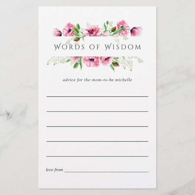 Brautparty-Ratschläge für Aquarellpinken (Vorderseite)