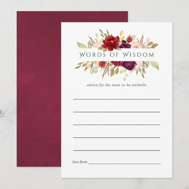Brautparty-Ratschläge für Marsala und Blush Einladung (Vorne/Hinten)