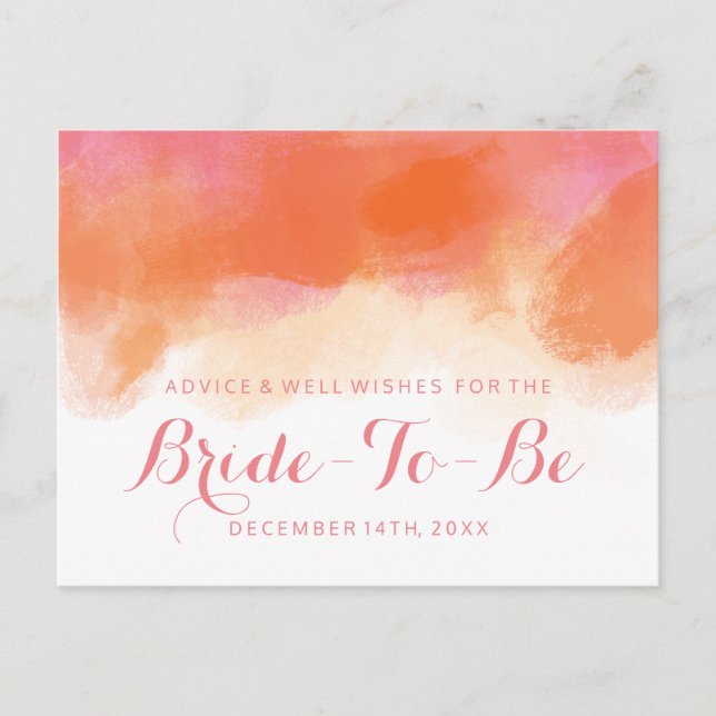 Brautparty Ratschläge Rosa Korallenwasser rot Hinweiskarte (Vorderseite)