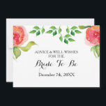 Brautparty-Ratschläge und Wünschekarte Hinweiskarte<br><div class="desc">Boho chic Coral Blumen Brautparty Ratschläge und wünscht Card Brautparty Game</div>