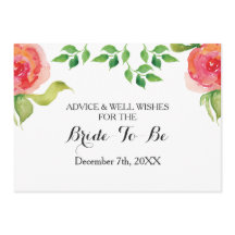 Brautparty-Ratschläge und Wünschekarte