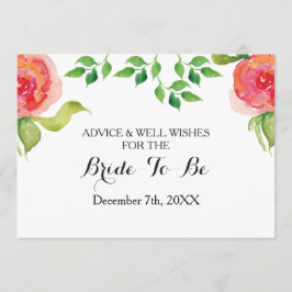 Brautparty-Ratschläge und Wünschekarte Hinweiskarte