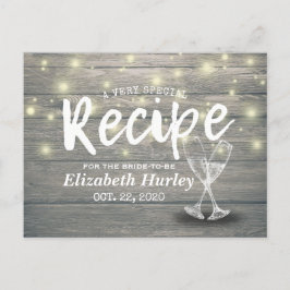 Brautparty Recipe Champagne Glass Wood Lights Postkarte