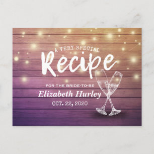 Brautparty Recipe Champagne Glass Wood Lights Postkarte