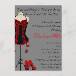 Brautparty "Red & Black Lingerie" Einladung