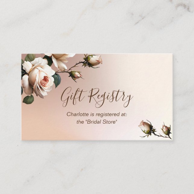 Brautparty-Registrierung für das wunderschöne Blus Begleitkarte (Vorderseite)