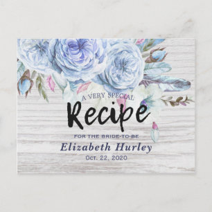 Brautparty-Rezept Boho-Blumen Federn Holz Einladungspostkarte