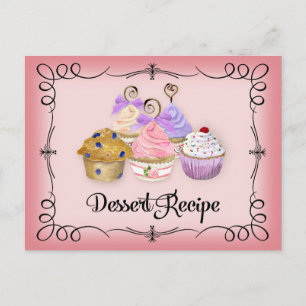 Brautparty Rezept Card Cupcakes Scrolls Retro Postkarte