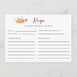 Brautparty Rezept Card Fall Pumpkin Herbst Begleitkarte