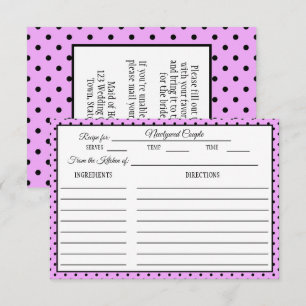 Brautparty Rezept Card Polka Dot Lavendel RSVP Karte