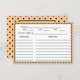 Brautparty Rezept Card Polka Dot Peach RSVP Karte