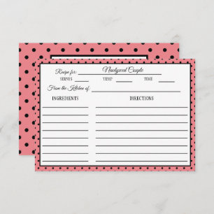 Brautparty Rezept Card Polka Dot Pink RSVP Karte