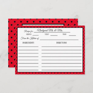Brautparty Rezept Card Polka Dot Red und Black RSVP Karte