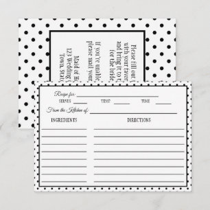 Brautparty Rezept Card Polka Dot Schwarz & Weiß RSVP Karte