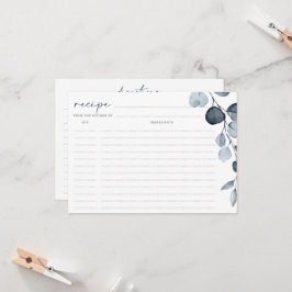 Brautparty Rezept Cards Blue Gray Foliage