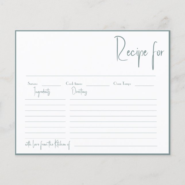 Brautparty Rezept für Liebe Ratgeber Karten (Vorderseite)