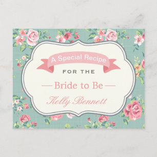Brautparty-Rezept im eleganten Vintage-Rosen-Blume Postkarte